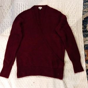 Rich burgundy alpaca blend wrap look Cremieux sweater Granola Indie Grunge